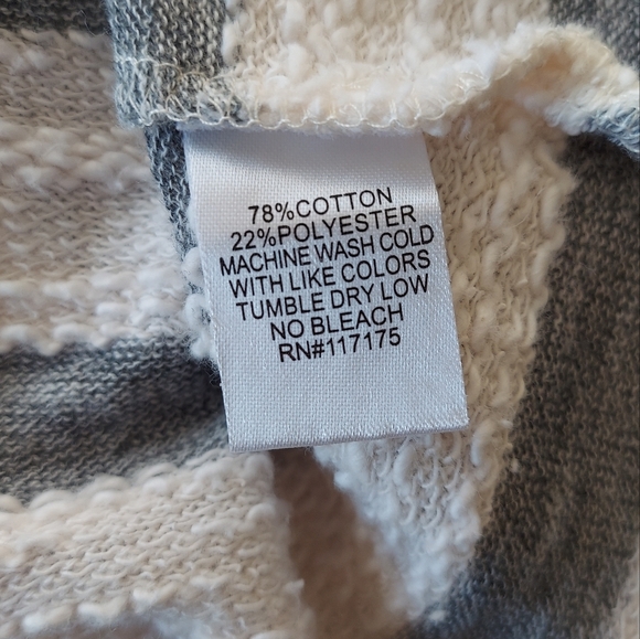 Blue Curl Beachwear Size Small Hooded Swimsuit Cover Up Gray & Beige Stripes - Picture 6 of 6